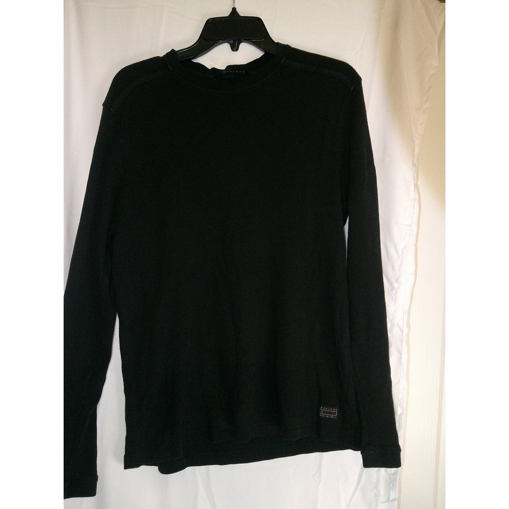 Classic Sean John Black Long Sleeve Crew Neck Sweater Casual Minimalist Knitwear